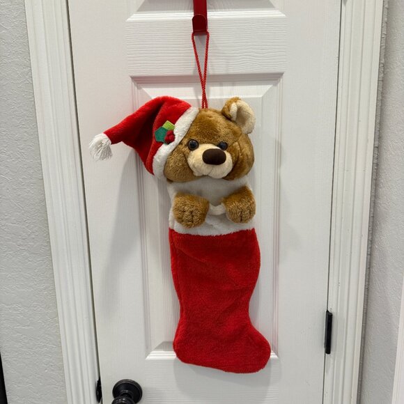 🎄3/$20‼️Vintage 3D Teddy Bear Christmas Stocking - Picture 11 of 12